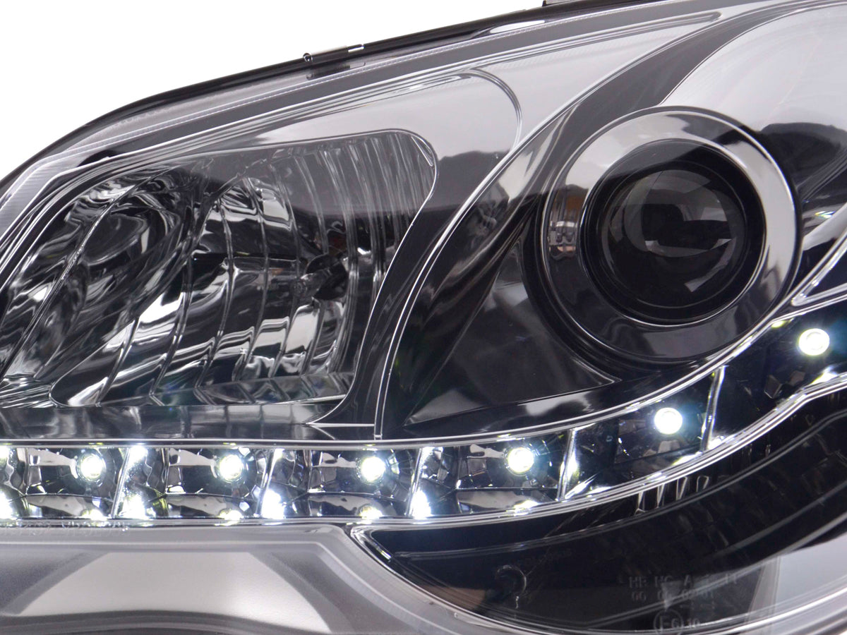 Scheinwerfer Set Daylight LED TFL-Optik VW Polo Typ 9N3 05-09 chrom Scheinwerfer Set Daylight LED TFL-Optik VW Polo Typ 9N3 05-09 chrom